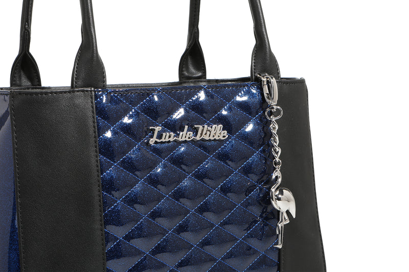 Black and Royal Blue Sparkle Cha Cha Tote - detail