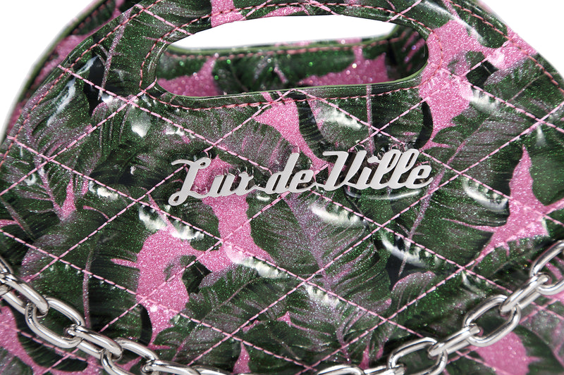 Pink Palm Sparkle - Half Moon Tiny Tote - detail