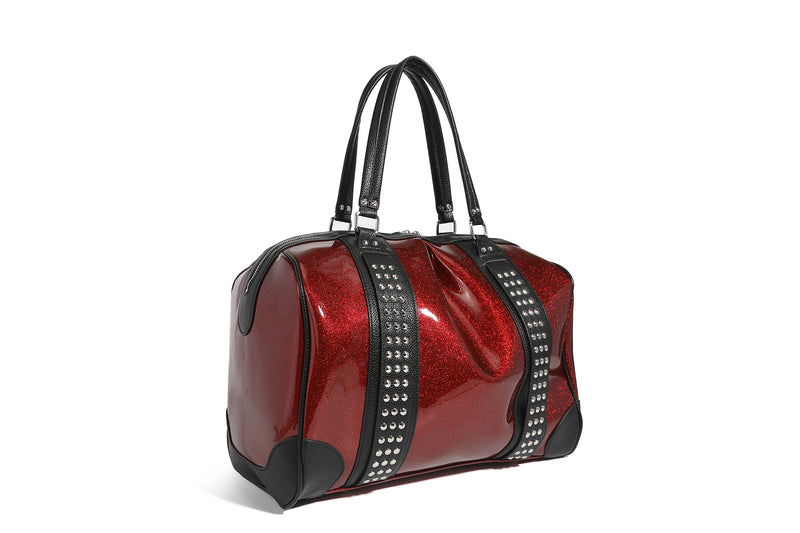 Black and Red Rum Sparkle Large Evie Tote - Back