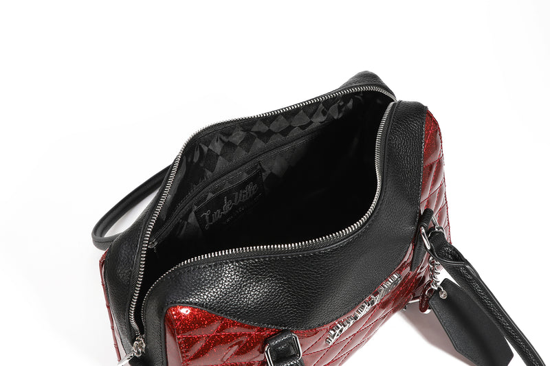 Black and Red Rum Sparkle Route 66 Tote Zipper