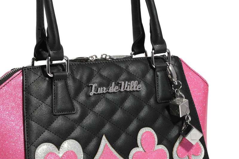 Black with Winkle Pink Sparkle De Lux Tote - Detail