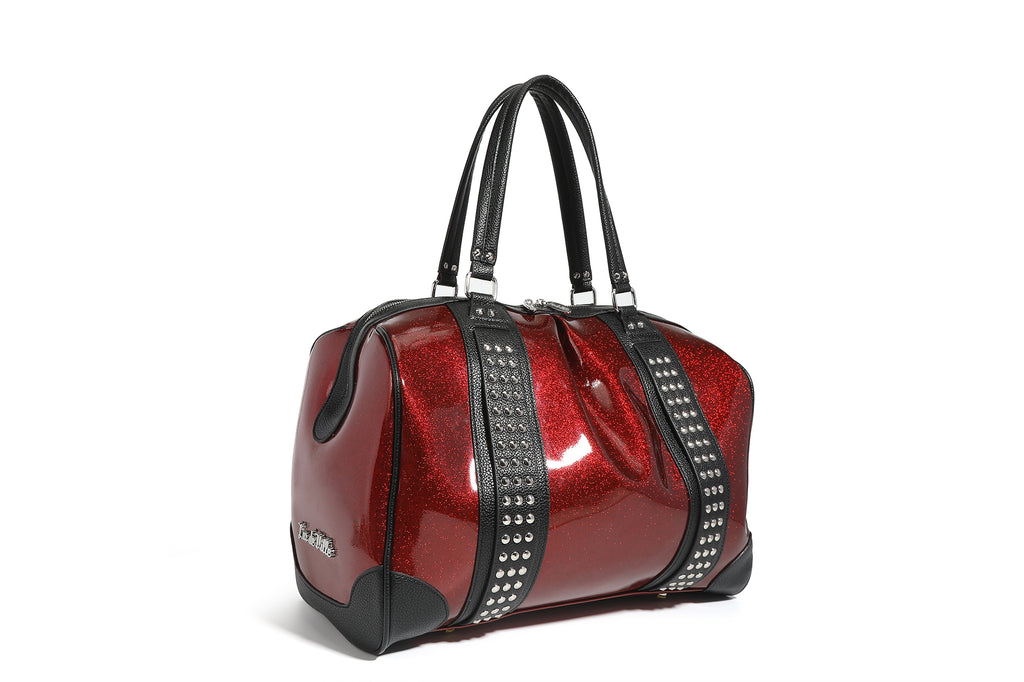 Black and Red Rum Sparkle Large Evie Tote - Front
