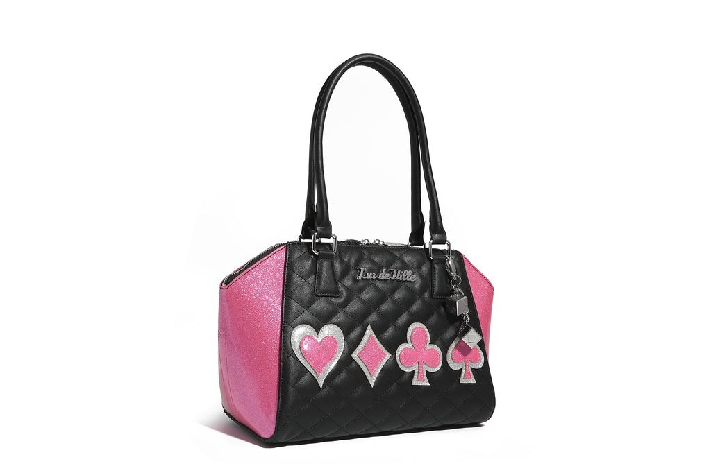 Black with Winkle Pink Sparkle De Lux Tote - Front