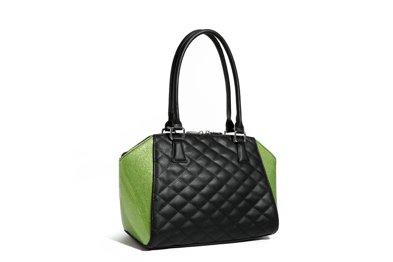 Lux de Ville Getaway Tote Purse in Lime Green Sparkle and Black