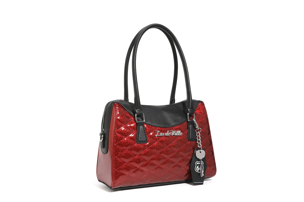 Black and Red Rum Sparkle Route 66 Tote Front