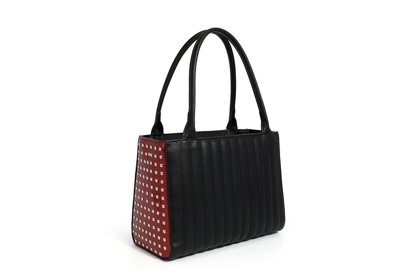 Black Matte with Red Rum Sparkle Spider Web Medium Tote