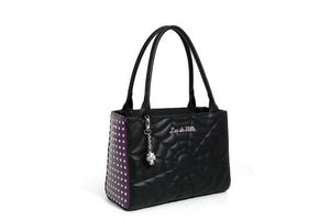 Black Matte with Poisonous Purple Sparkle Spider Web Medium Tote