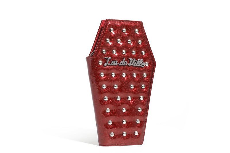 Red Rum Sparkle Studded Coffin Wallet - Front Angle
