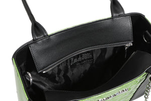 Black and Envy Green Sparkle Cha Cha Tote - inside
