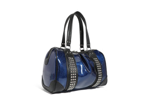 Black and Royal Blue Sparkle Evie Tote - Back