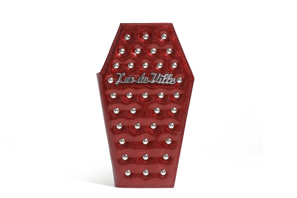 Red Rum Sparkle Studded Coffin Wallet - Front