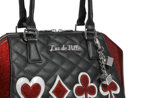 Black with Red Rum Sparkle De Lux Tote - DetailBlack with Red Rum Sparkle De Lux Tote - Detail