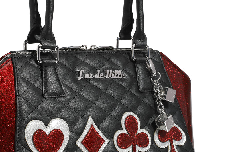 Black with Red Rum Sparkle De Lux Tote - DetailBlack with Red Rum Sparkle De Lux Tote - Detail
