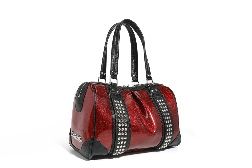Black and Red Rum Sparkle Evie Tote - Front