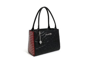 Black Matte with Red Rum Sparkle Spider Web Medium Tote