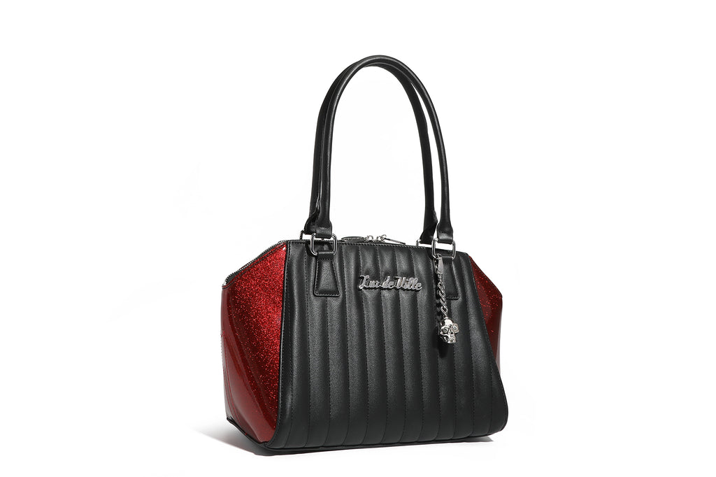 Lux De Ville Large Trixie Tote Bag - Black & White Stripes - 18 x 13.5