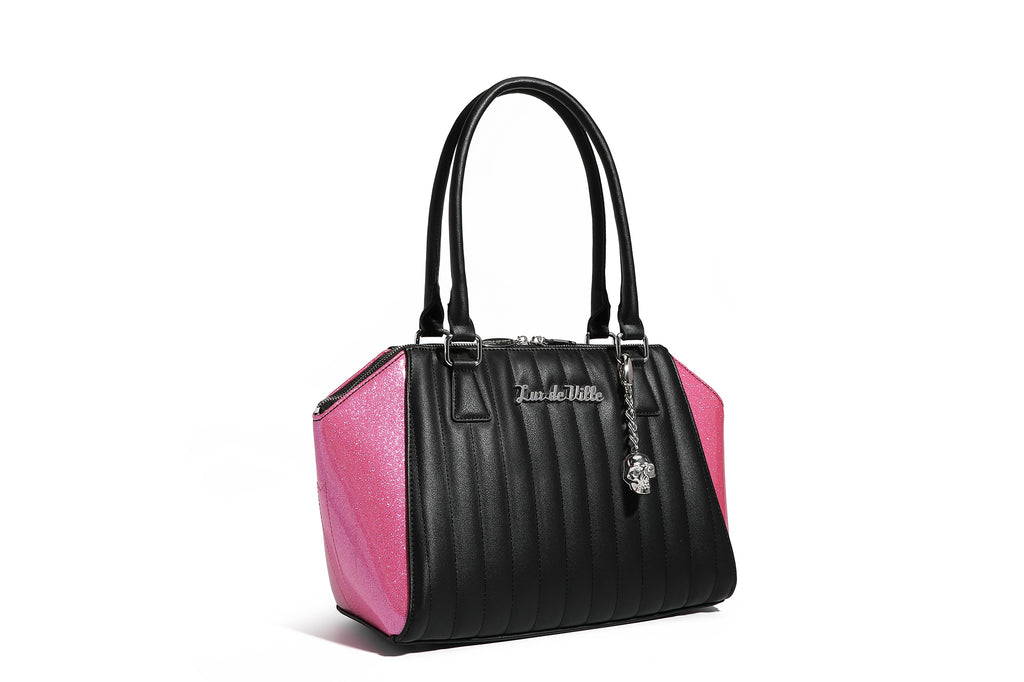 LUX DE VILLE LARGE COSMIC TOTE BLK / SILVER SPARKLE