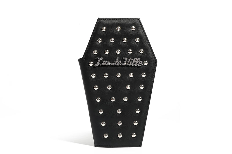 Black Studded Coffin Wallet - Front