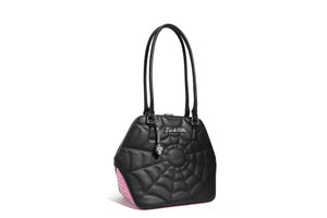 Black and Winkle Pink Sparkle Glampira Tote - front