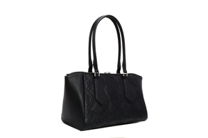 Black Smooth Solid Safari Tote - Back