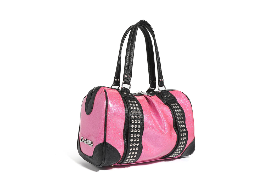 Black and Winkle Pink Evie Tote - Front