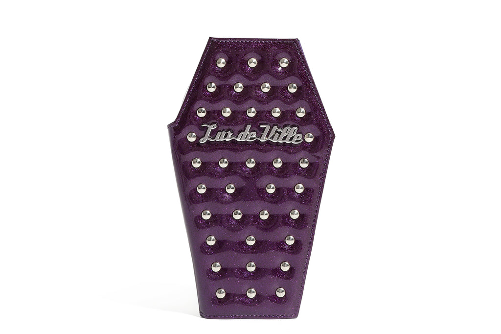 Poisonous Purple Studded Coffin Wallet - Front