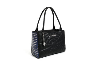 Black Matte with Royal Blue Sparkle Spider Web Medium Tote