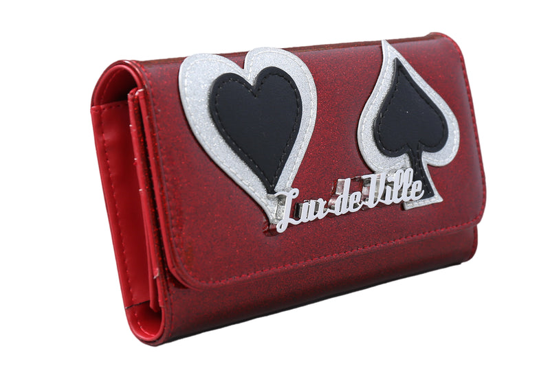 Card Suit Wallet - Red Rum Sparkle - Front Angle