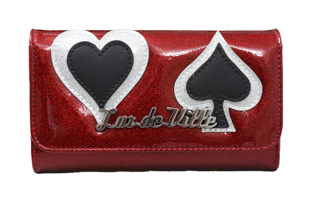 Card Suit Wallet - Red Rum Sparkle - Front