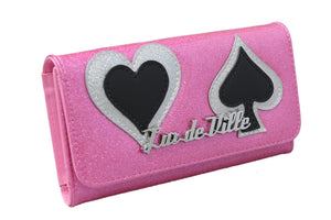 Card Suit Wallet - Winkle Pink Sparkle - Front Angle