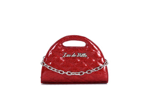 Red Rum Sparkle - Half Moon Tiny Tote - Front with Chain
