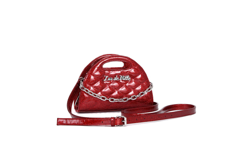 Red Rum Sparkle - Half Moon Tiny Tote - Front with strap
