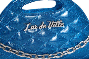 Villain Blue Sparkle - Half Moon Tiny Tote - front detail