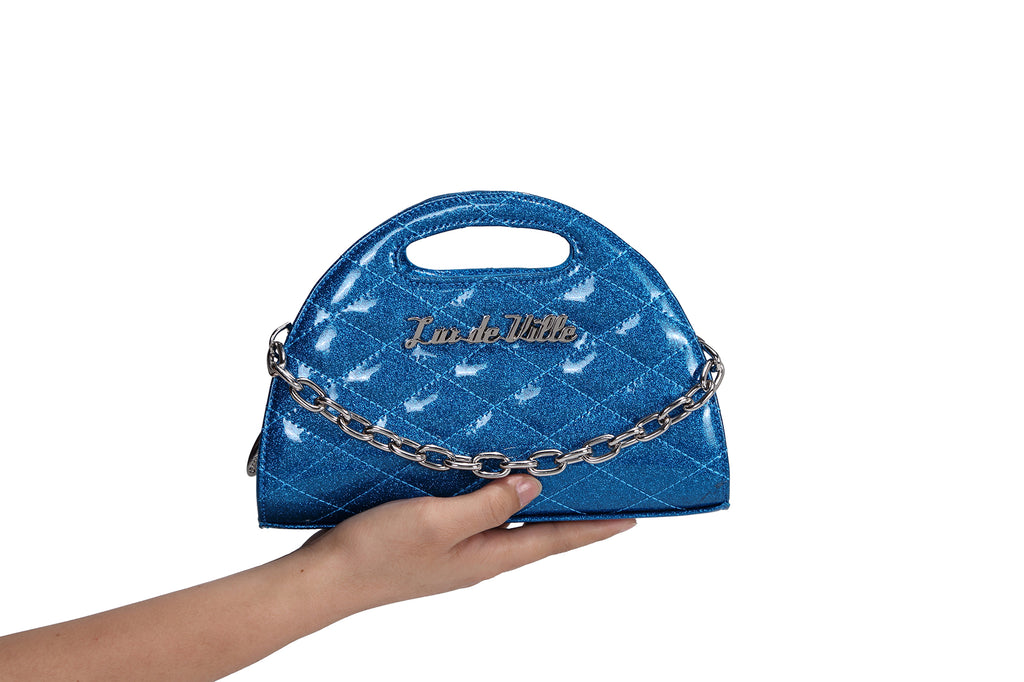 Villain Blue Sparkle - Half Moon Tiny Tote - size reference