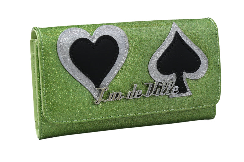 Card Suit Wallet - Green Envy Sparkle - Front Angle