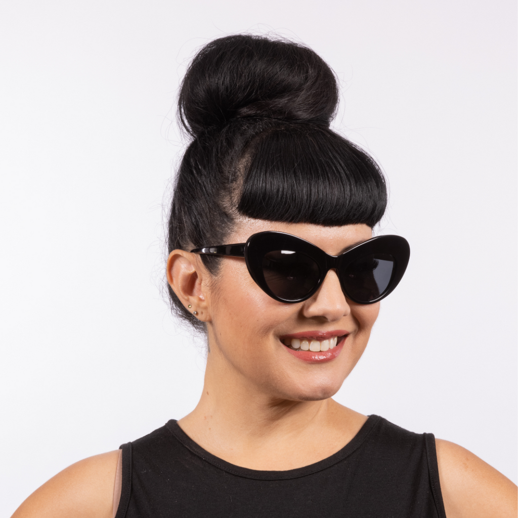 Ava Sunglasses - Black Acetate Frame with Dark Lens