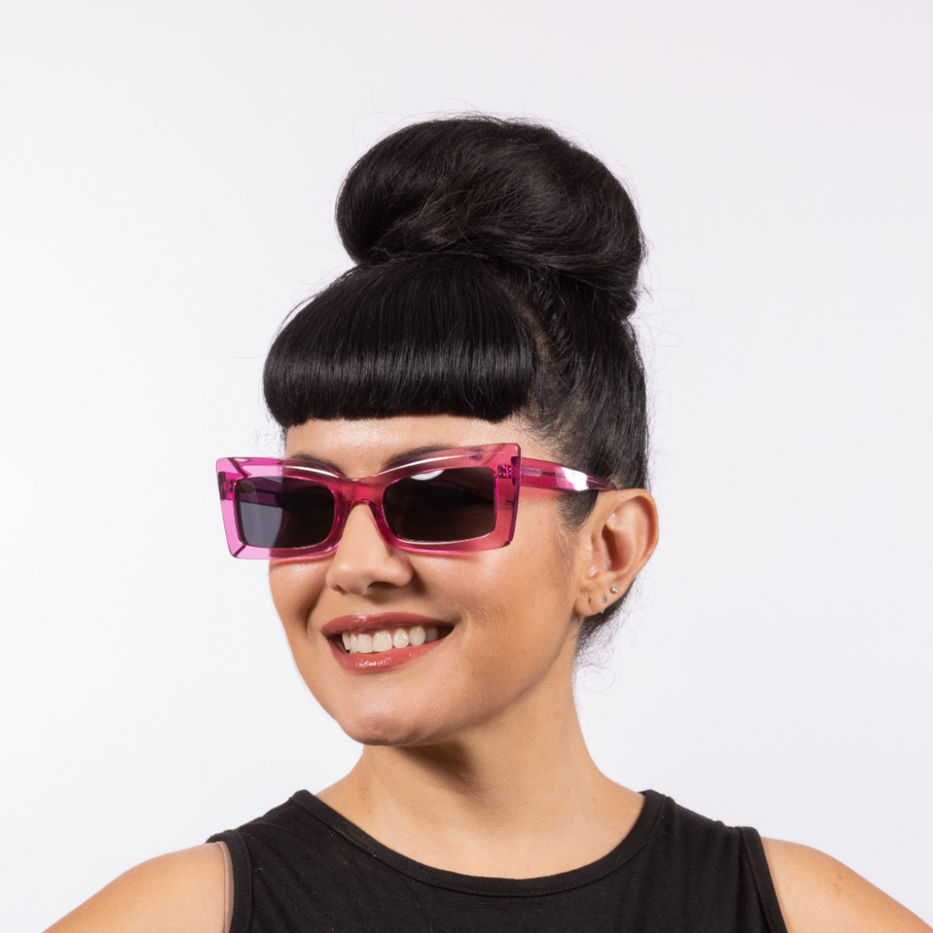 Ruby Sunglasses - Dark Pink Crystal Acetate Frame with Dark Lens