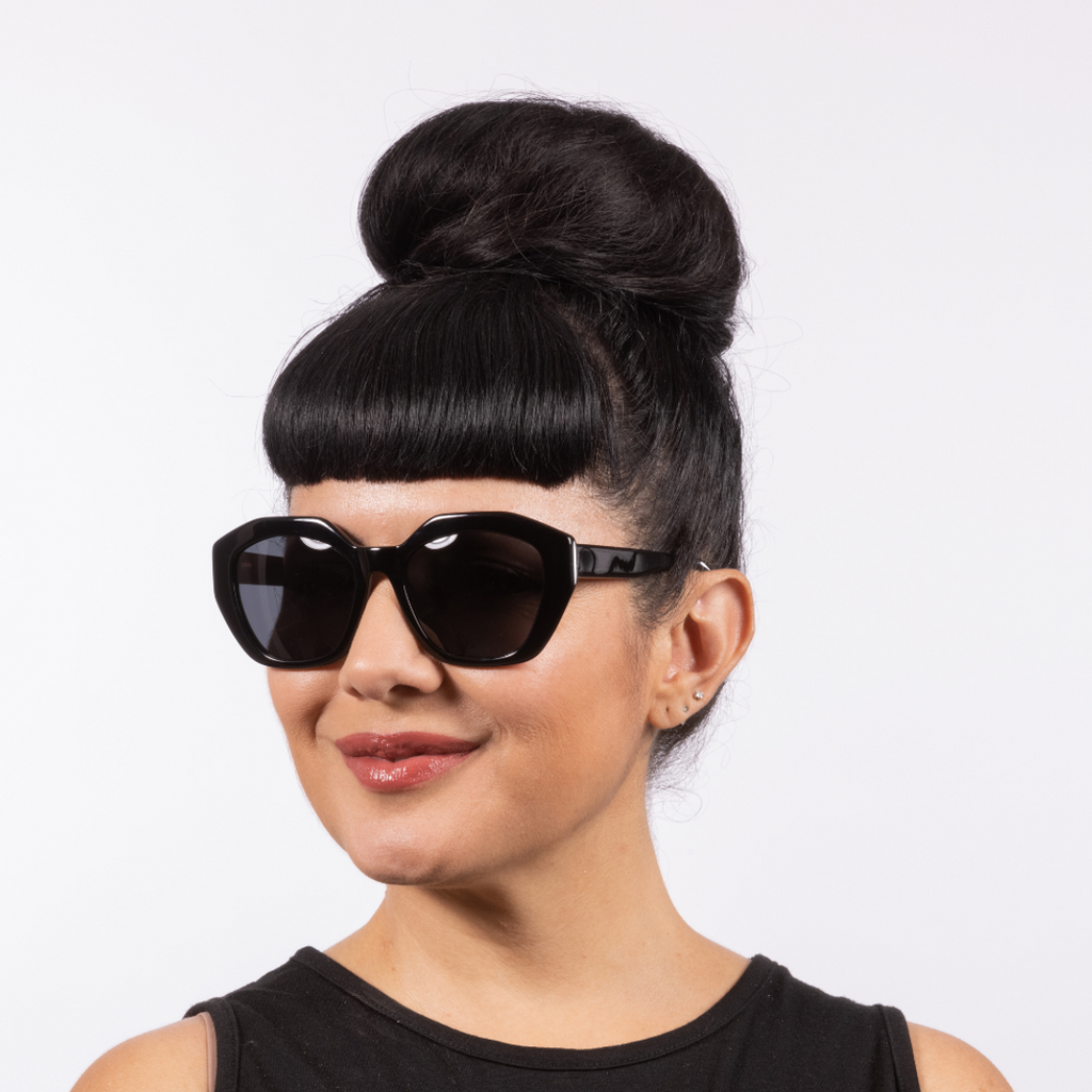 Noel Sunglasses - Black Acetate Frame with Dark Smoky Lens