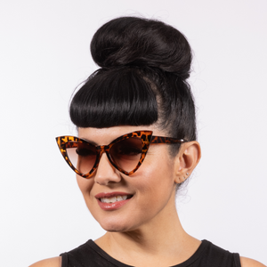 Victorian Sunglasses Retro Gothic Leopard Tortoise frame with cat-eye shape. Featuring UV400 protection, the Lux de Ville logo on the inside of the arm and all come with dark lenses.