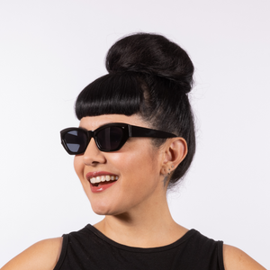 Simone Black Gloss Sunglasses with injection frames come with UV400 protection, our Lux de Ville logo on the inside arm and all come with dark lenses.