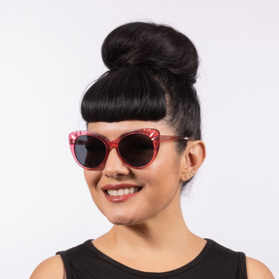 Lulu Sunglasses Rose Crystal Acetate Frame with Black Smoke Lens Lux de Ville