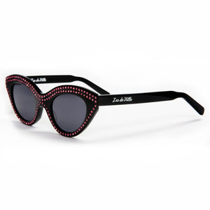Auntie Mame Sunglasses Black with Pink Diamonds