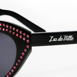 Auntie Mame Sunglasses Black with Pink Diamonds