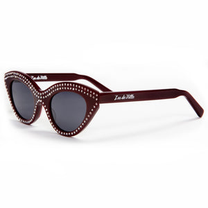 Auntie Mame Sunglasses Red with Silver Diamonds