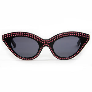 Auntie Mame Sunglasses Black with Pink Diamonds