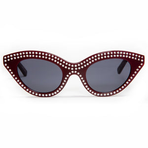 Auntie Mame Sunglasses Red with Silver Diamonds