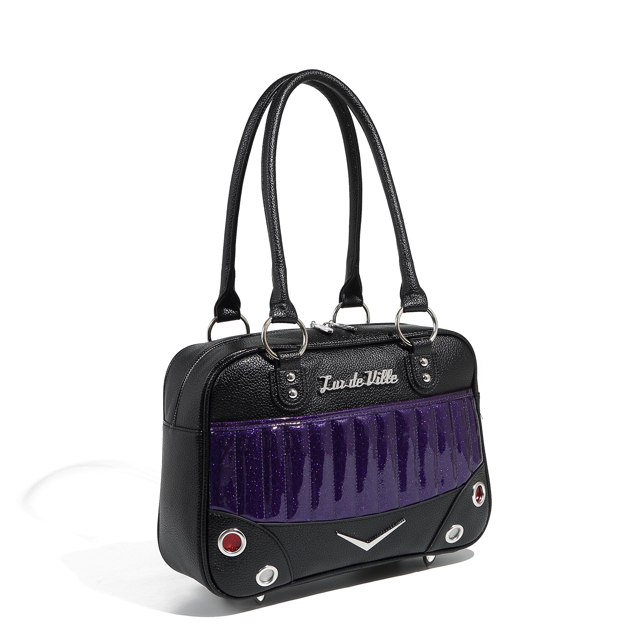 Black and Poisonous Purple Sparkle Hotrod Tote medium – Lux de Ville