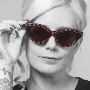 Auntie Mame Sunglasses Black with Pink Diamonds