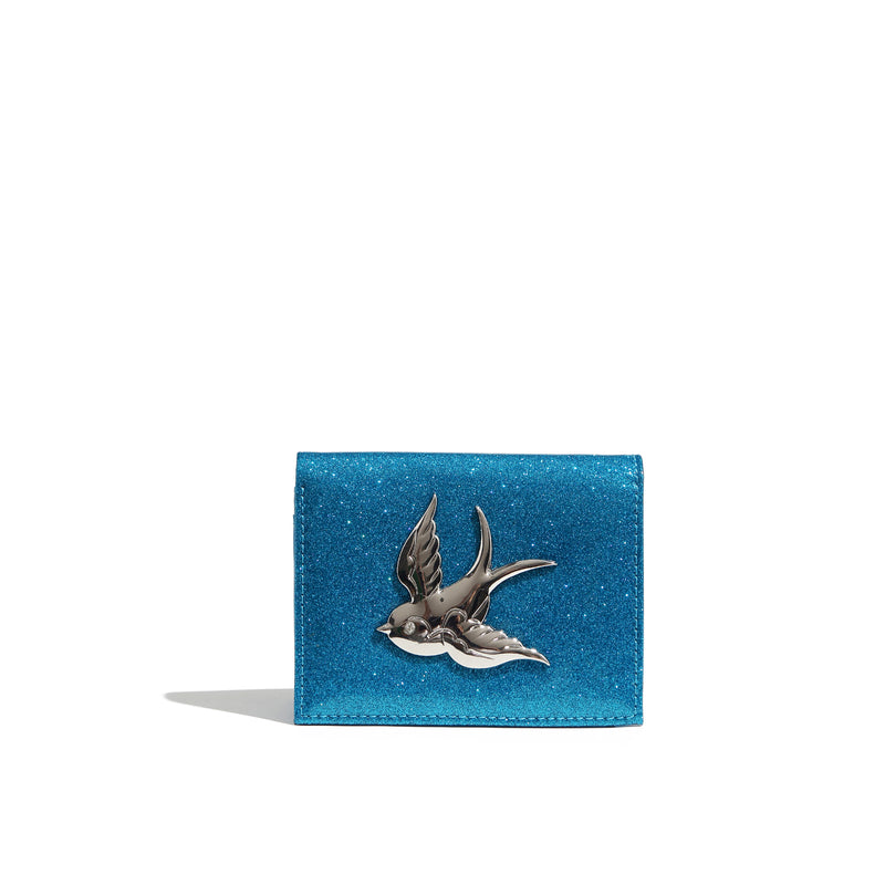 Villain Blue Sparkle Love Bird Mini Wallet