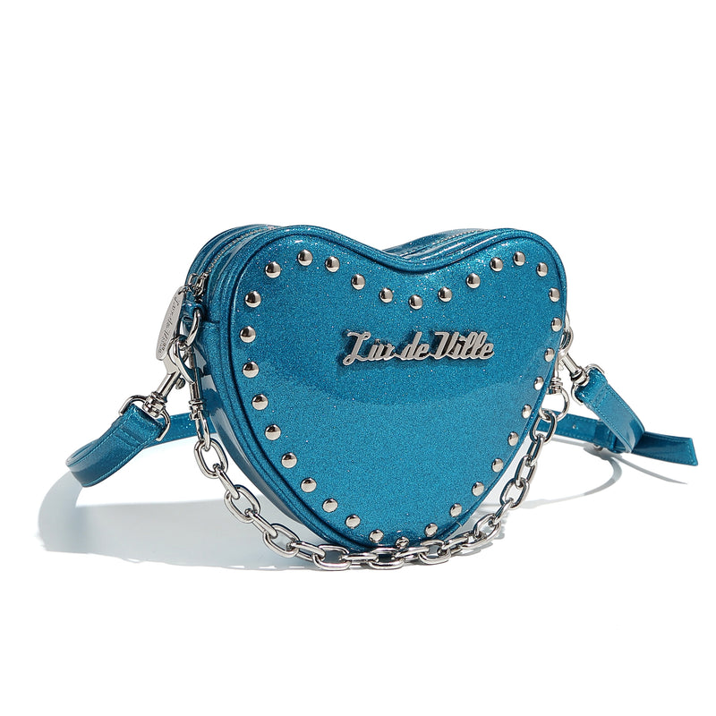 Tainted Love Tiny Tote - Villain Blue - front with strap
